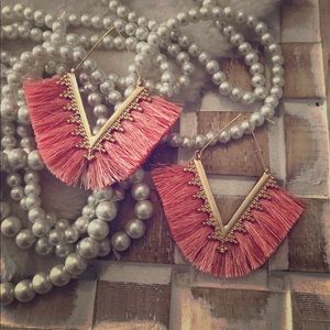 ••3 for $35•• Coral Pink Tassel Fringe Earrings